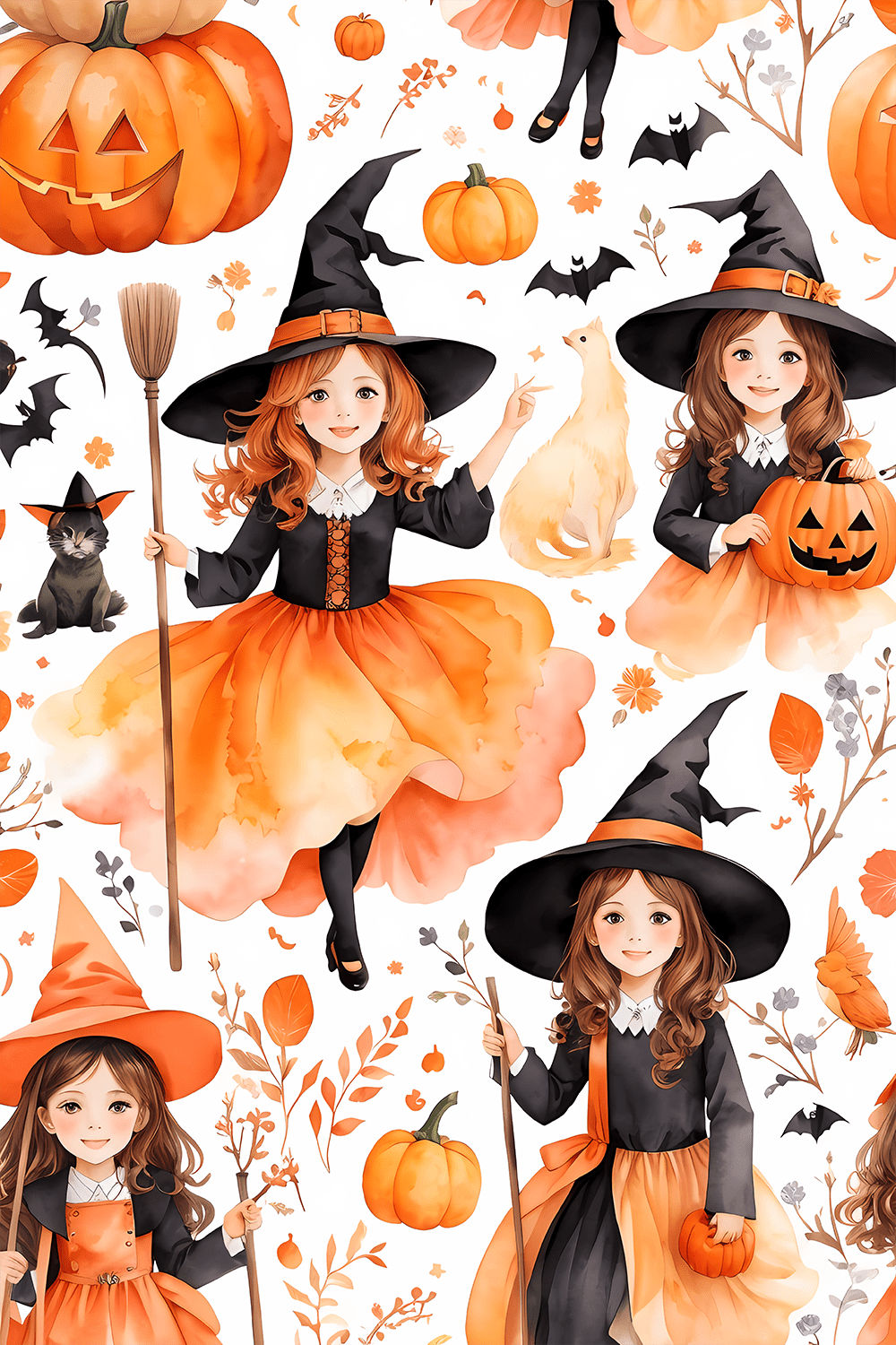 Witch buy watercolor halloween cauldron art clipart picture