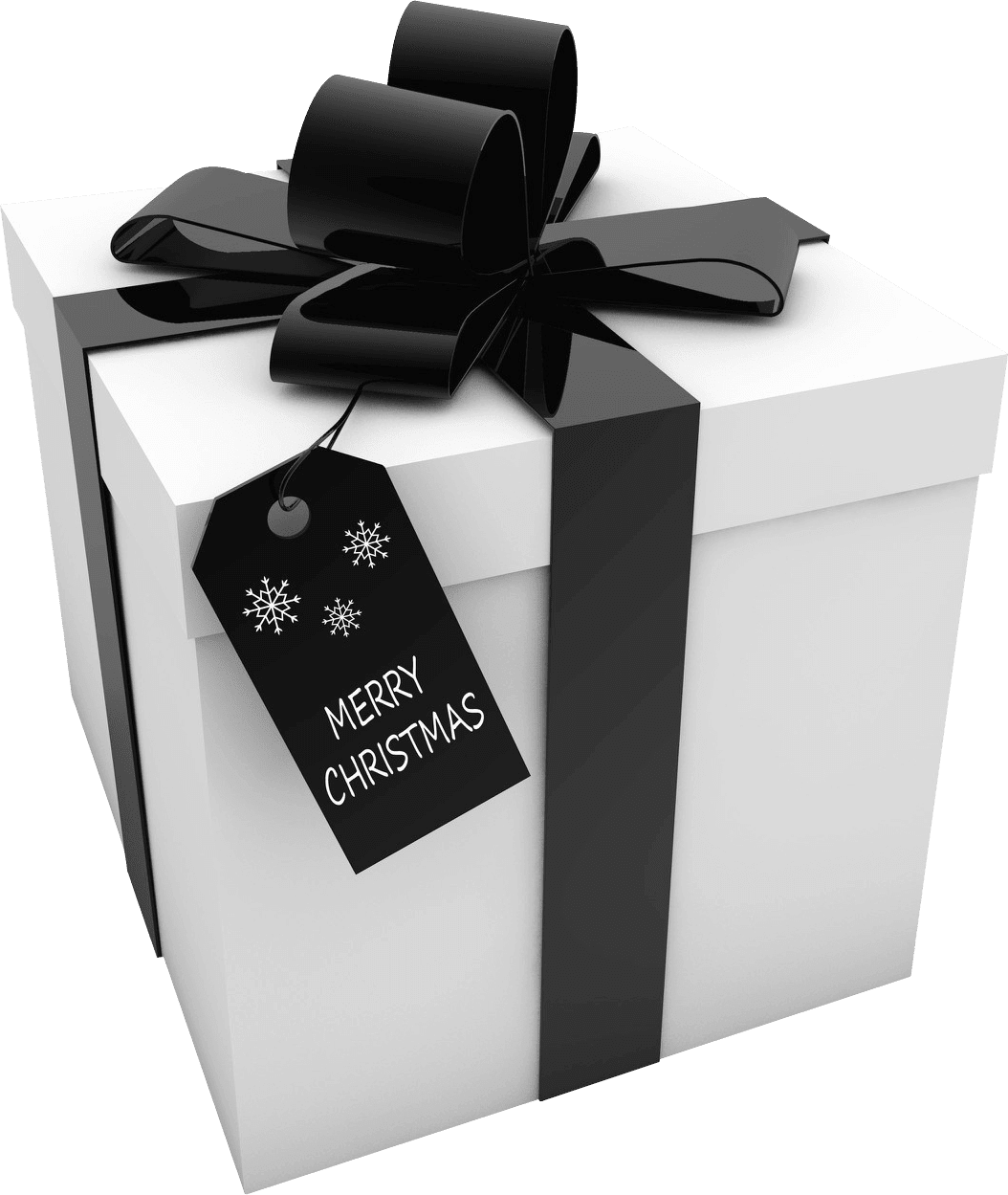 Present white box black ribbon happy christmas clipart transparent