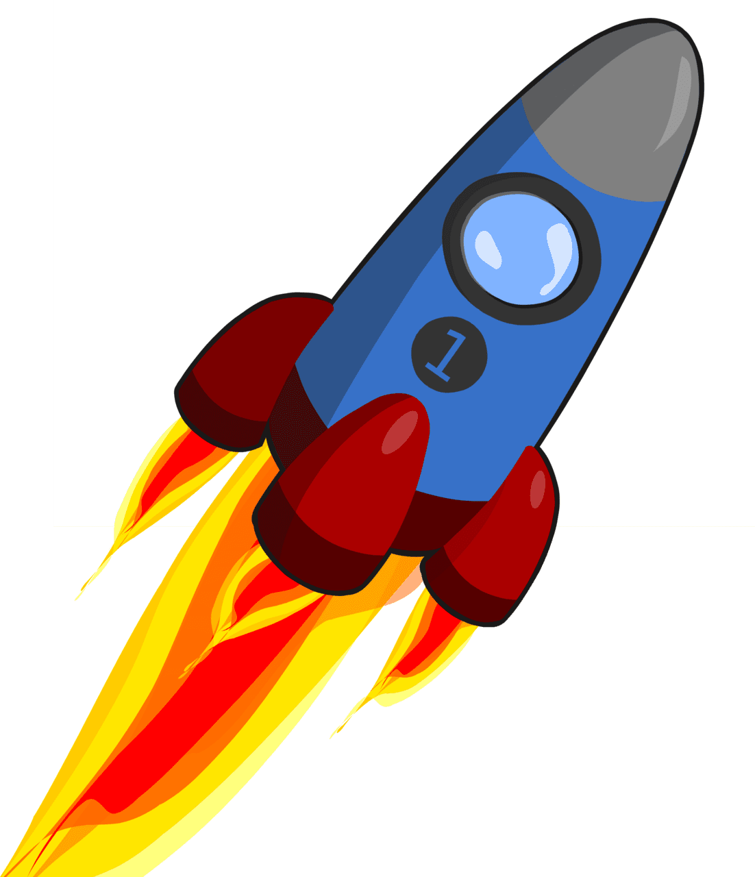 Animation of rocket blue and red clipart background