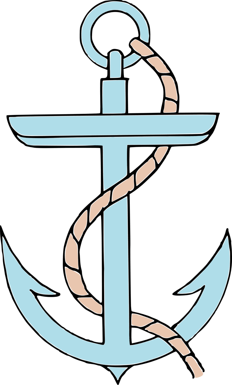 Black and white anchor clipart transparent