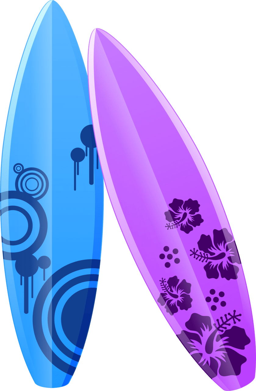 Surfboard purple cartoon clipart vector