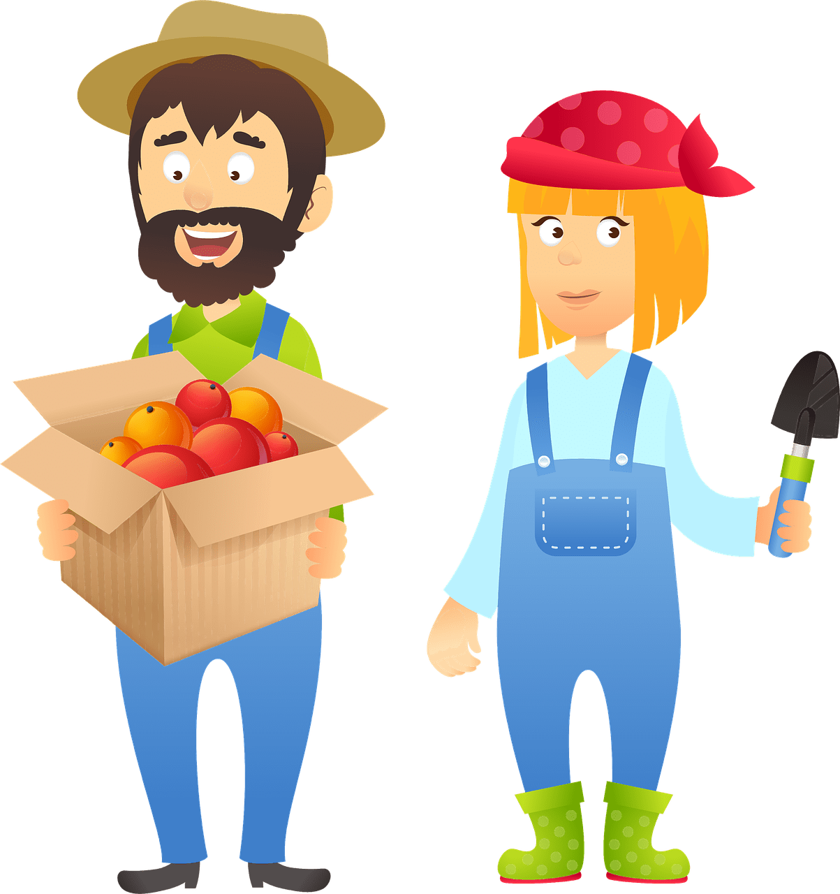 Farmer couple fruit image clipart