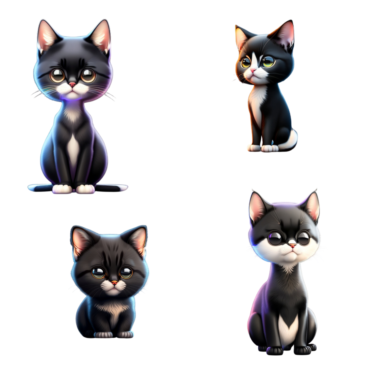 Black cat sticker pack gatos negros clipart background