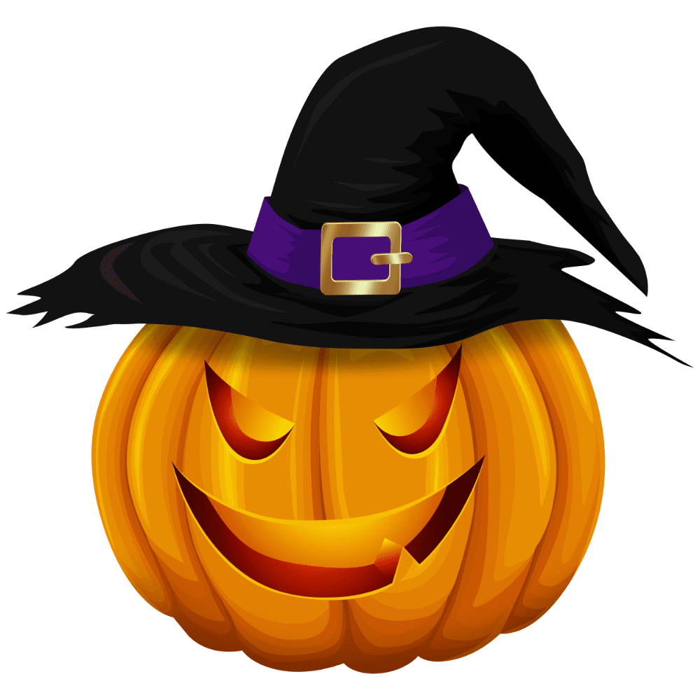 Cute halloween pumpkin with witch hat imag hd photo clipart