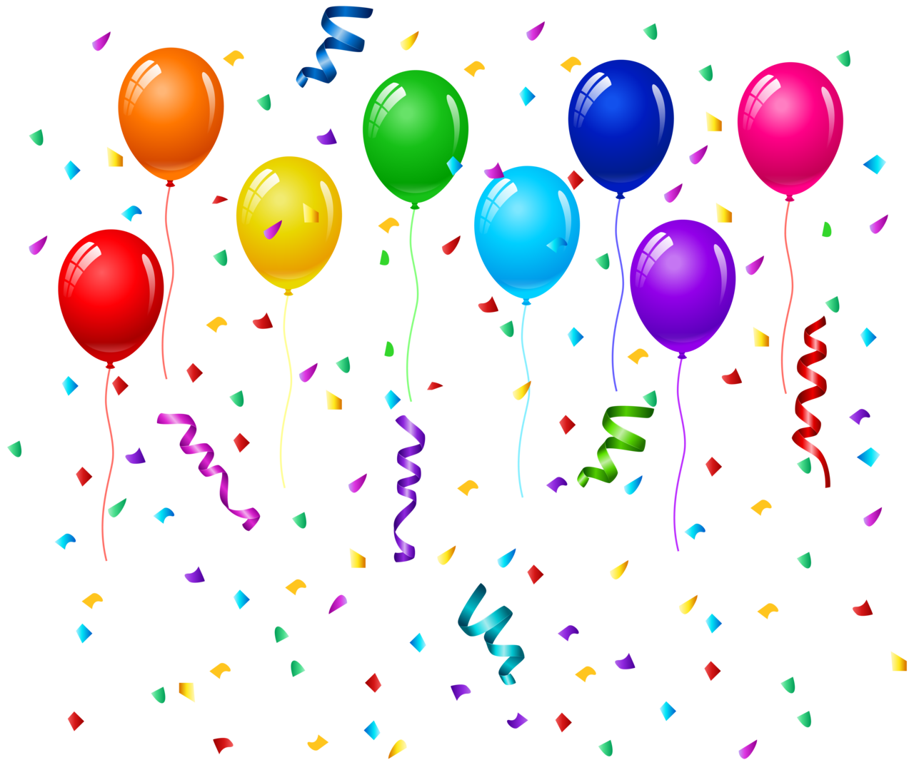 Confetti and balloons clipart image