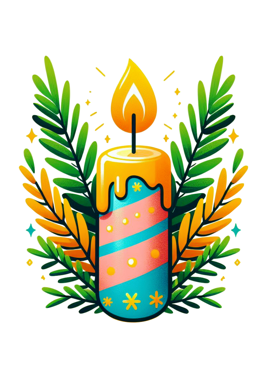 Candle mbolos da scoa vela ramos de palmeiras ovos chocolate coelhinho clipart image