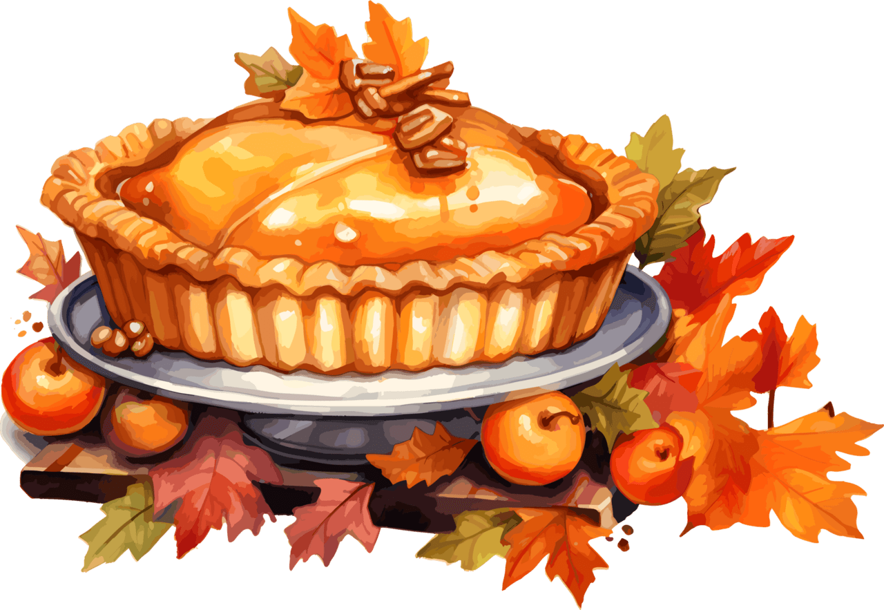 Watercolor pie thanksgiving day clipart created with ai technology logo