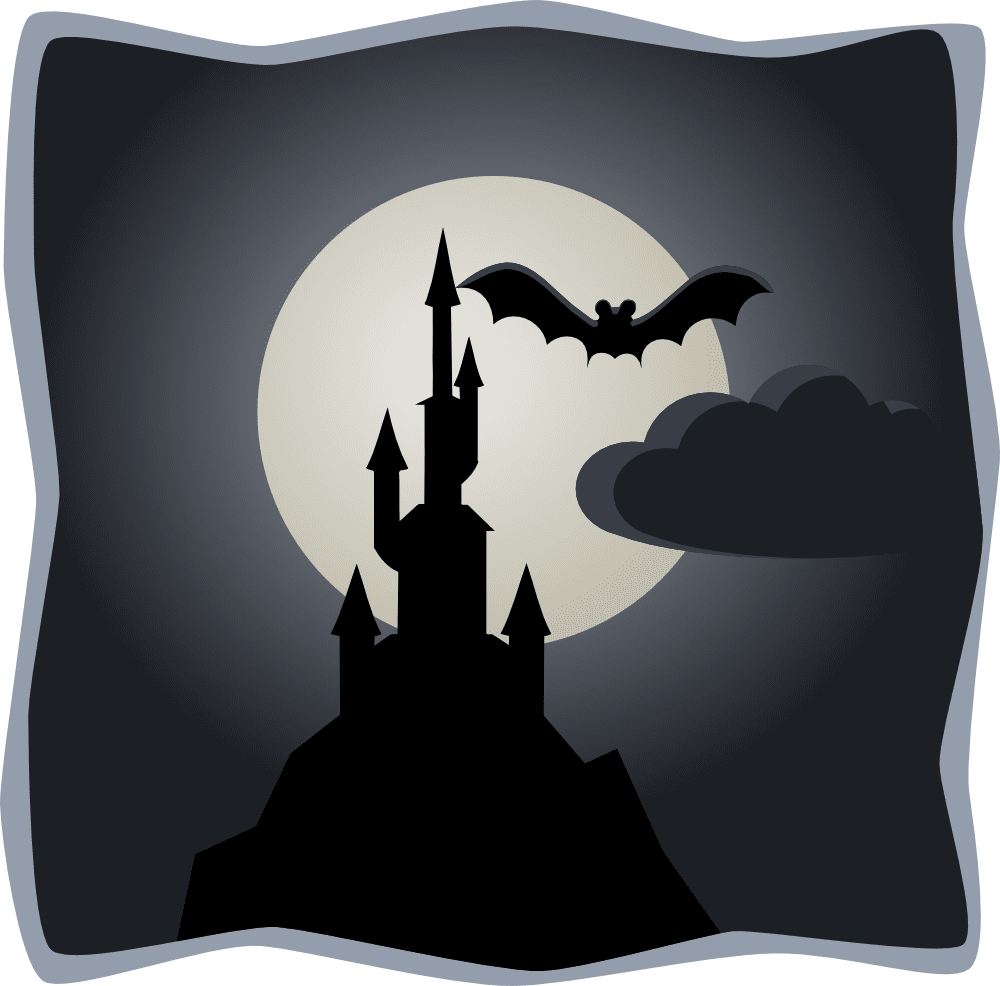 Labels clipart spooky castle in full moon photo