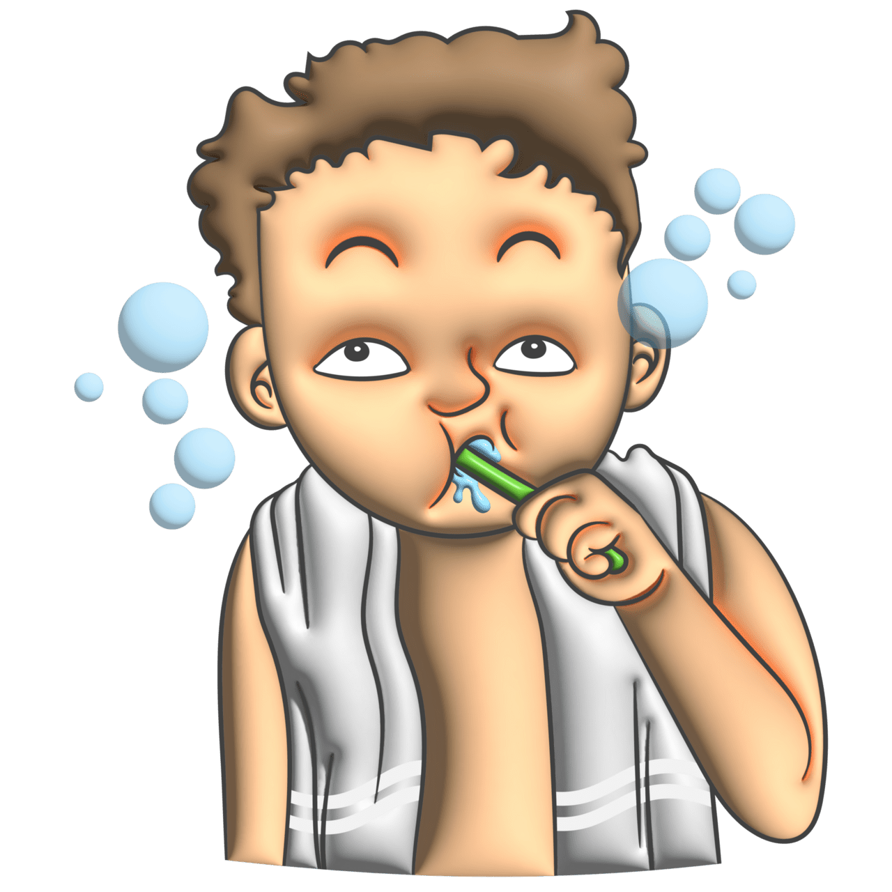 Brush teeth cartoon man gesture clipart transparent