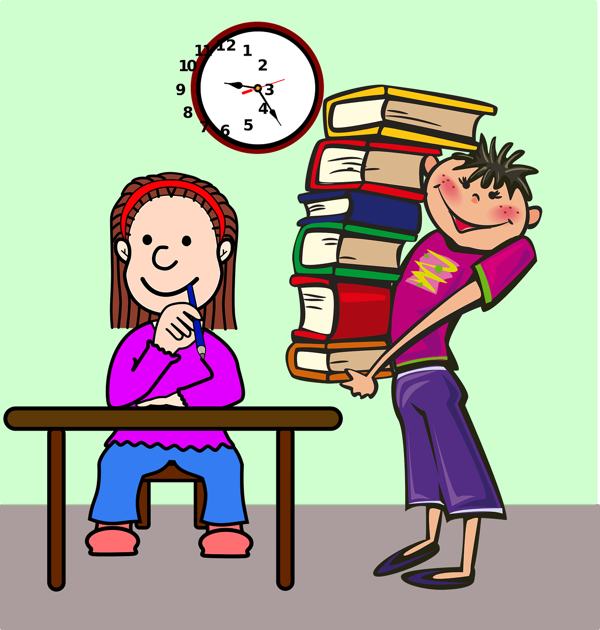 Book classroom clock hour student image from clipart