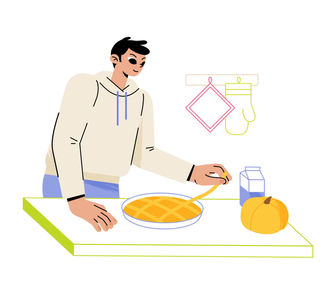 Man cooks pumpk pie clipart logo
