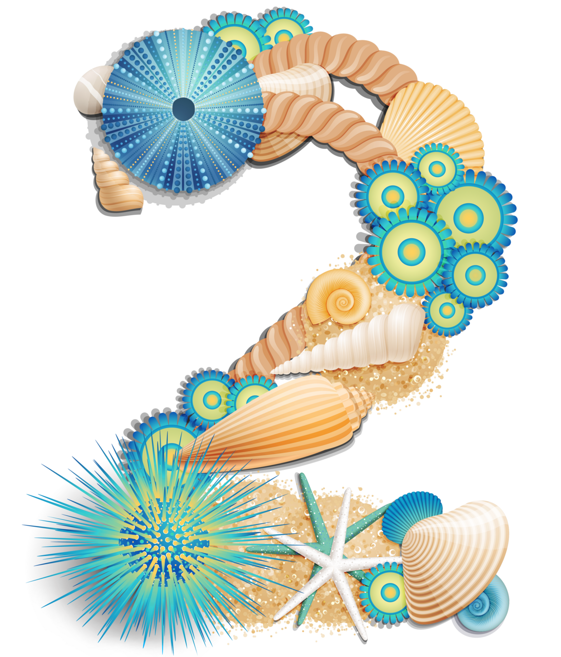 Seashell number two sea style clipart picture