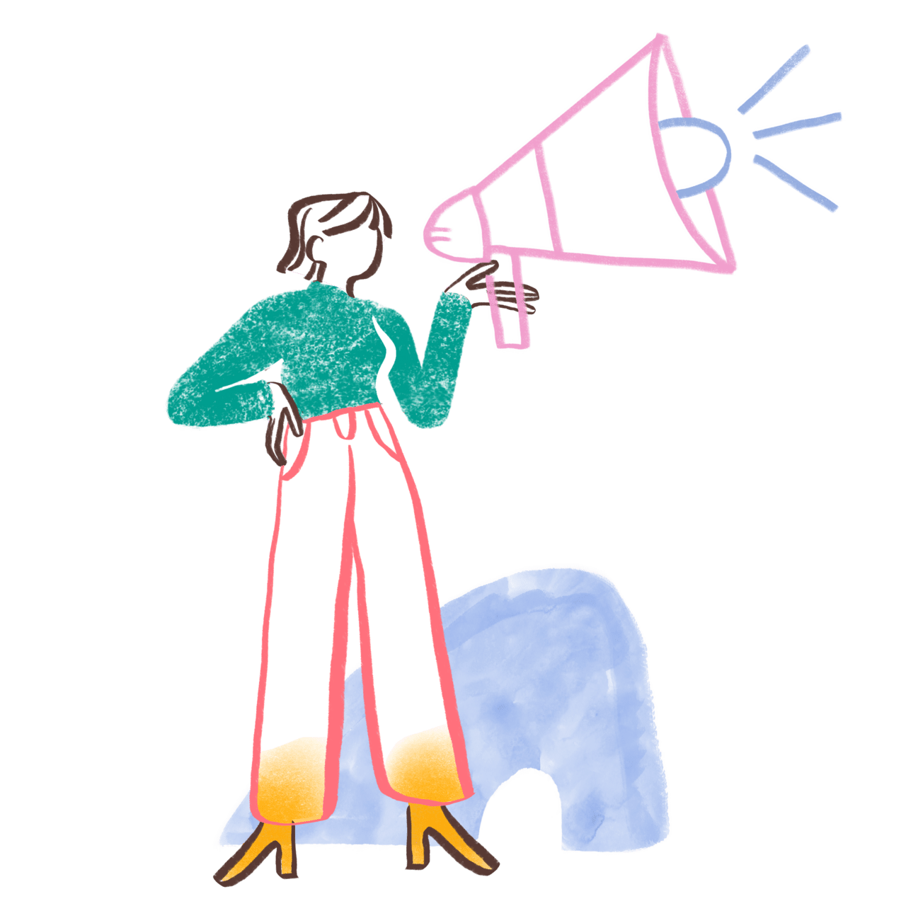 Woman speak through megaphone clipart transparent