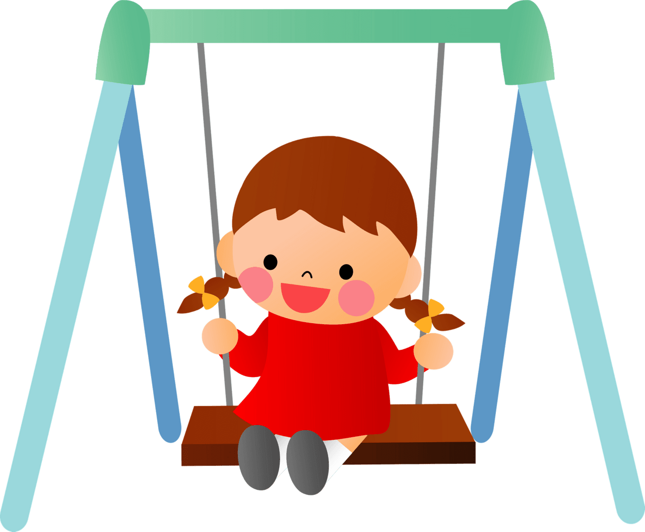 Playground boy swinging spring outdoors park swing clipart vector