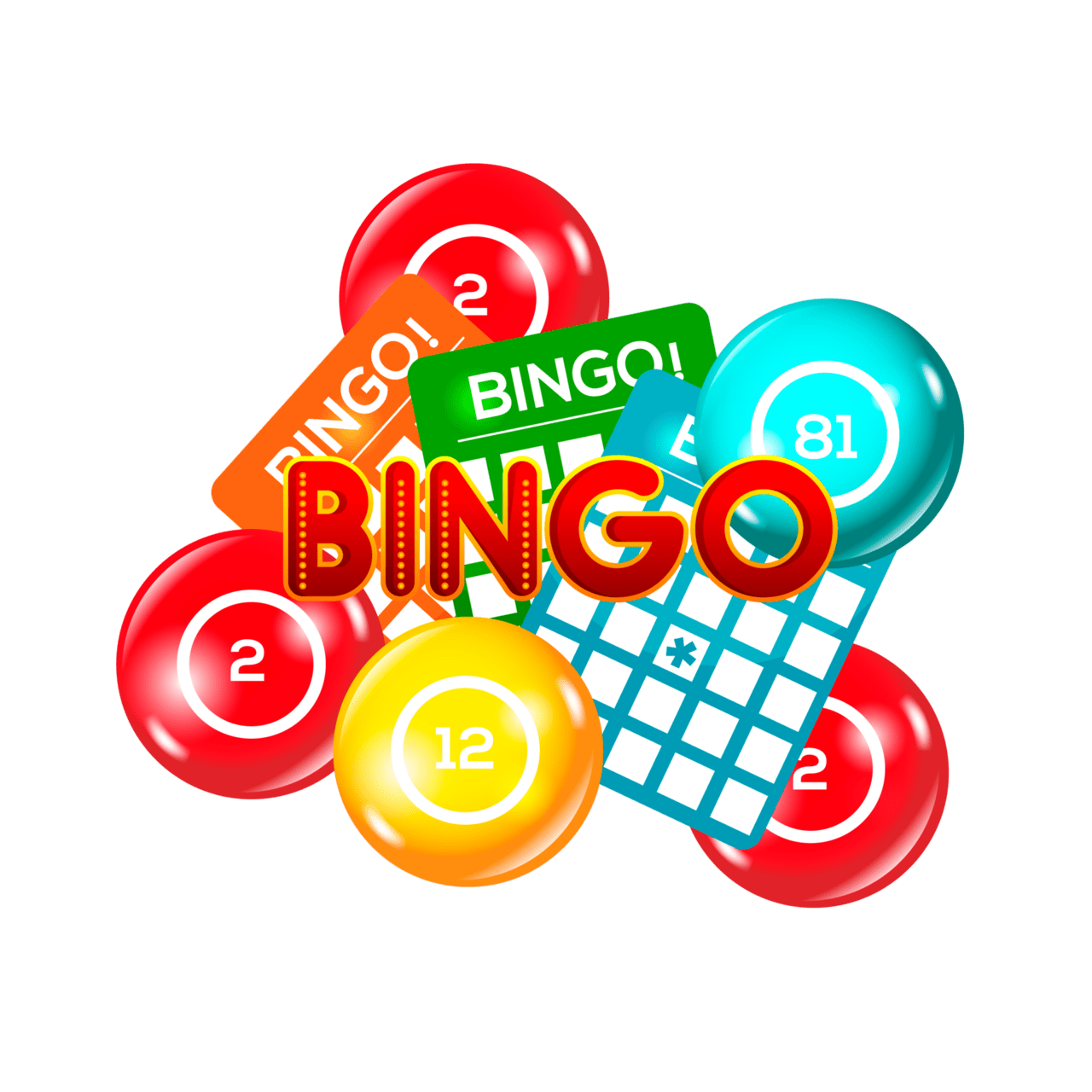 Bingo lotto game balls and lottery cards with lucky numbers clipart clip art