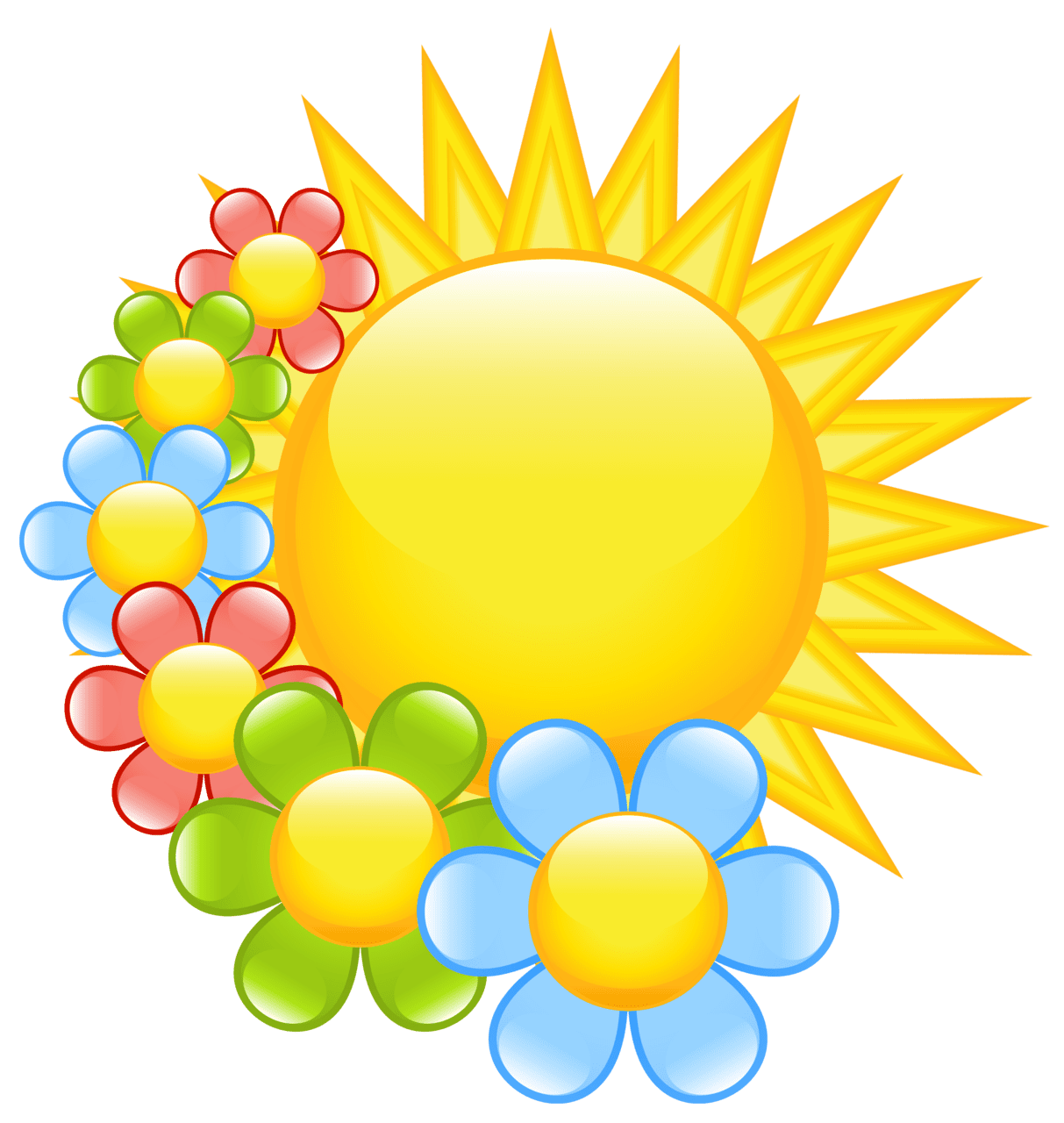 Spring flowers sun with clipart transparent