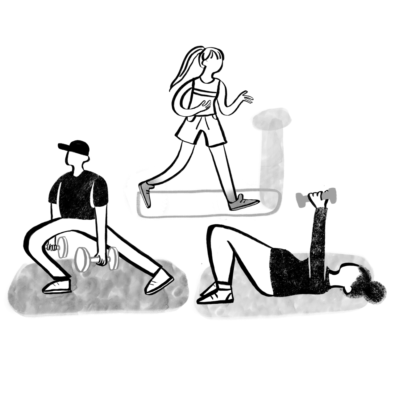 Exercise black and white people work out gym clipart picture