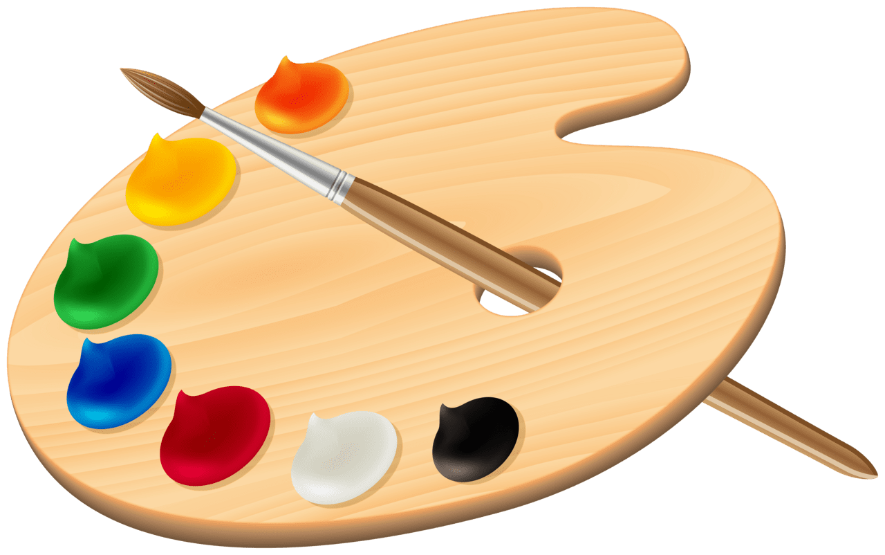 Paintbrush palette with paint brush image clipart