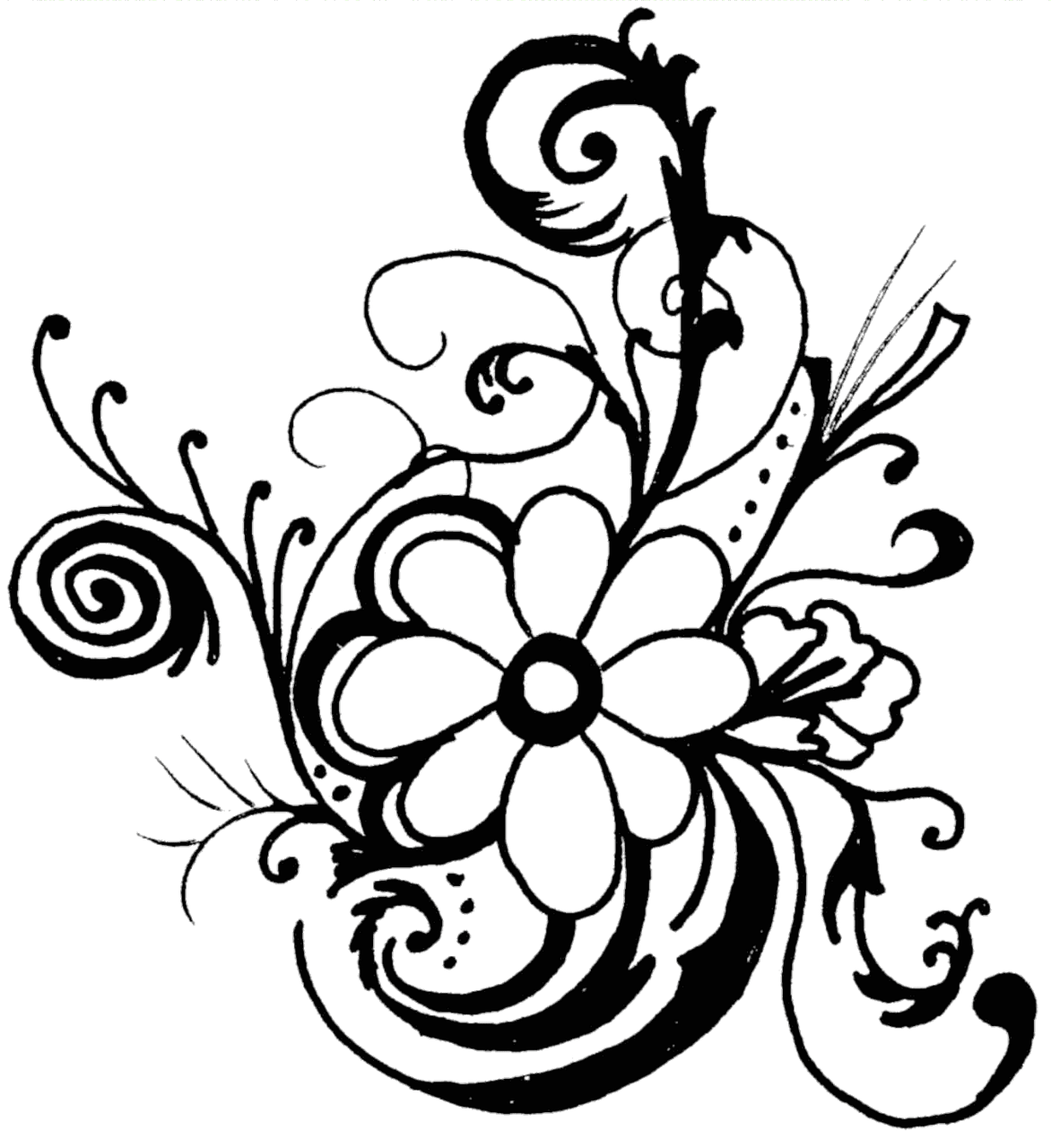 Flowers black and white clipart images 2