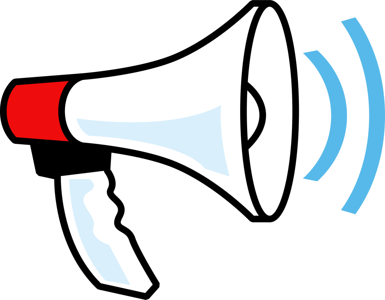 Megaphone bullhorn with sound waves emoji for clipart image