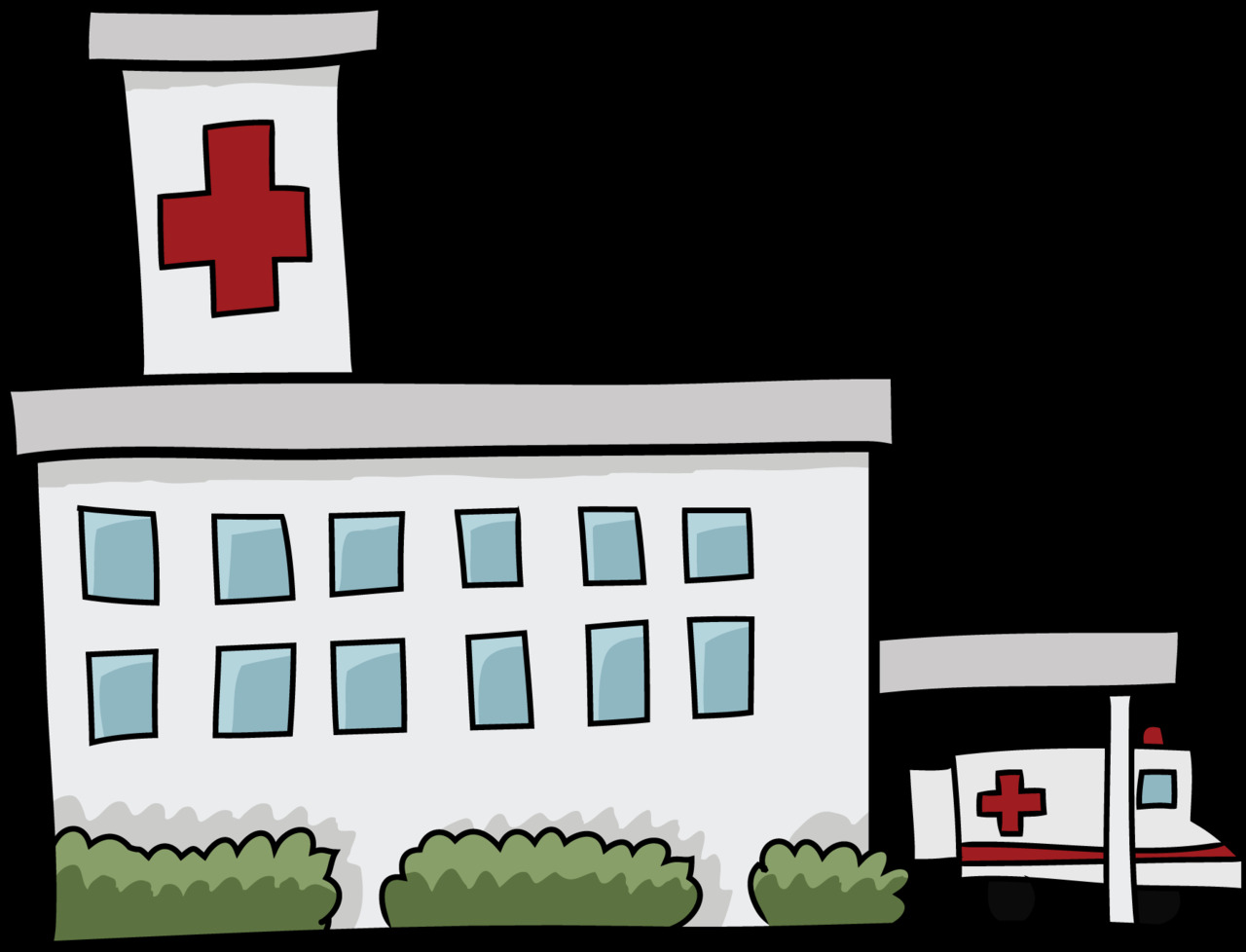 Cartoon hospital buildingand ambulance clipart clip art