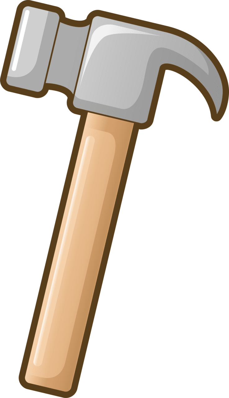 Hammer tool cartoon simple gray clipart free