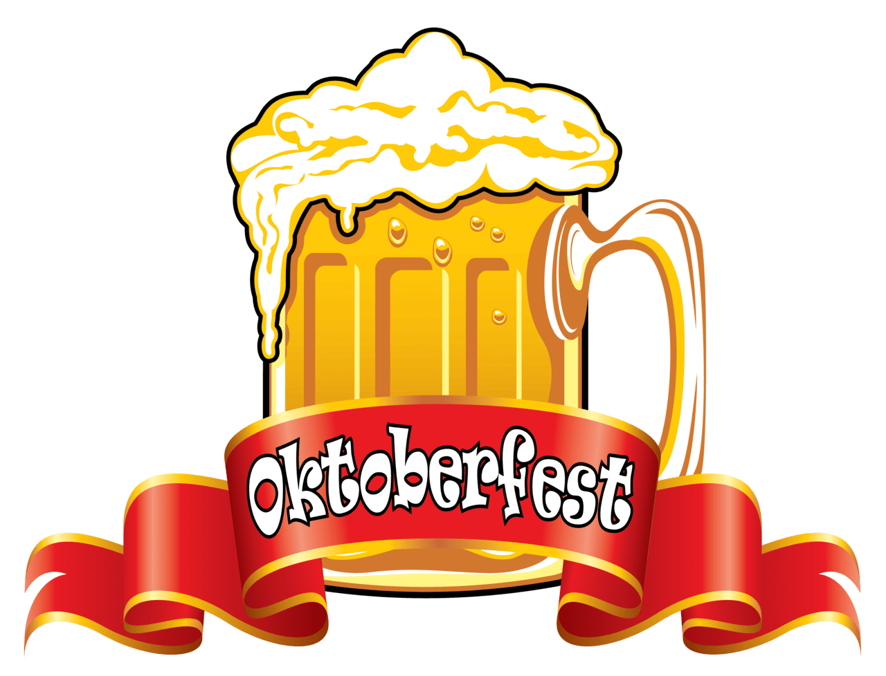 Oktoberfest red banner with beer clipart image 2