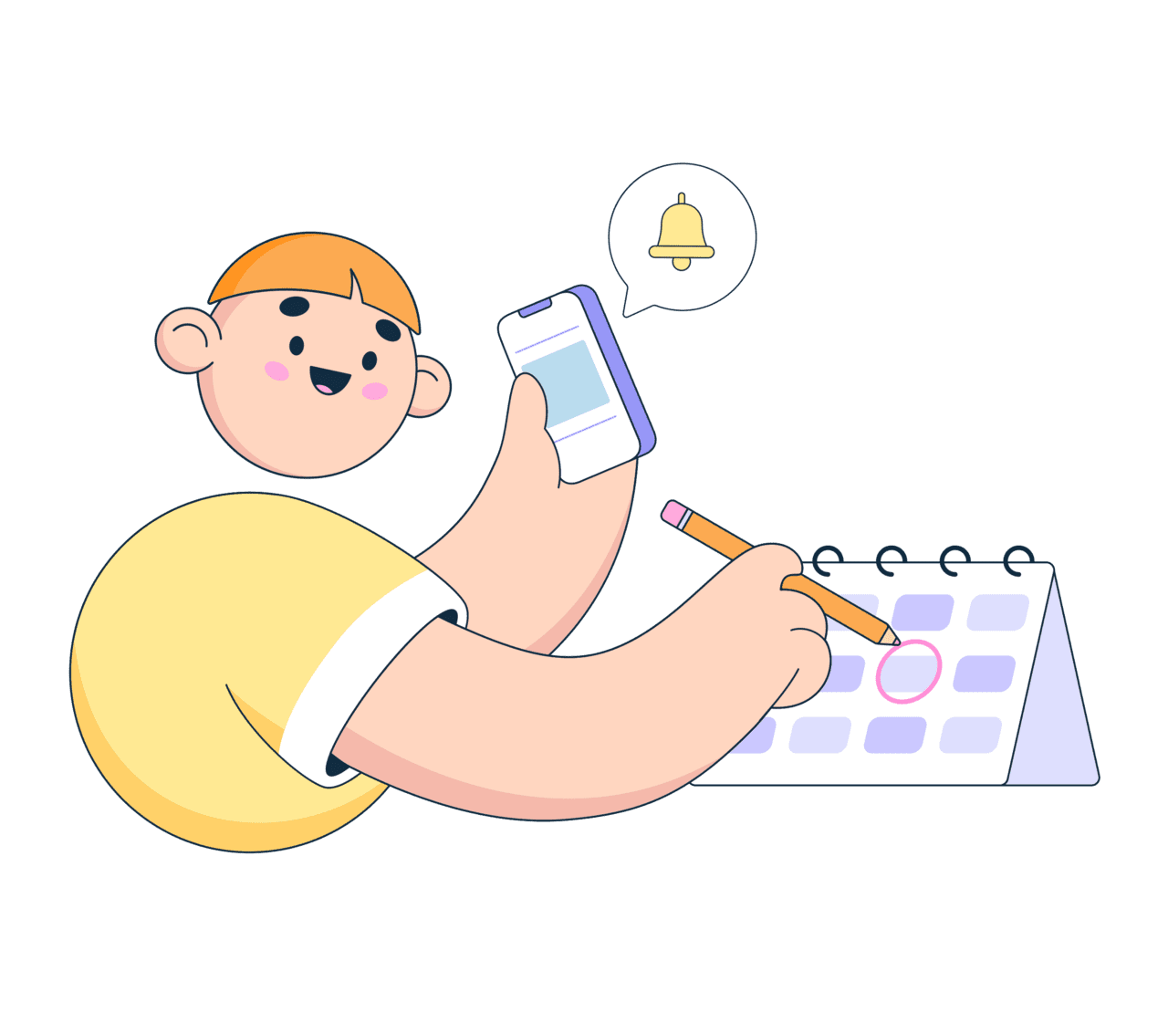 Reminder man makes rem der the calendar and receives notification clipart background