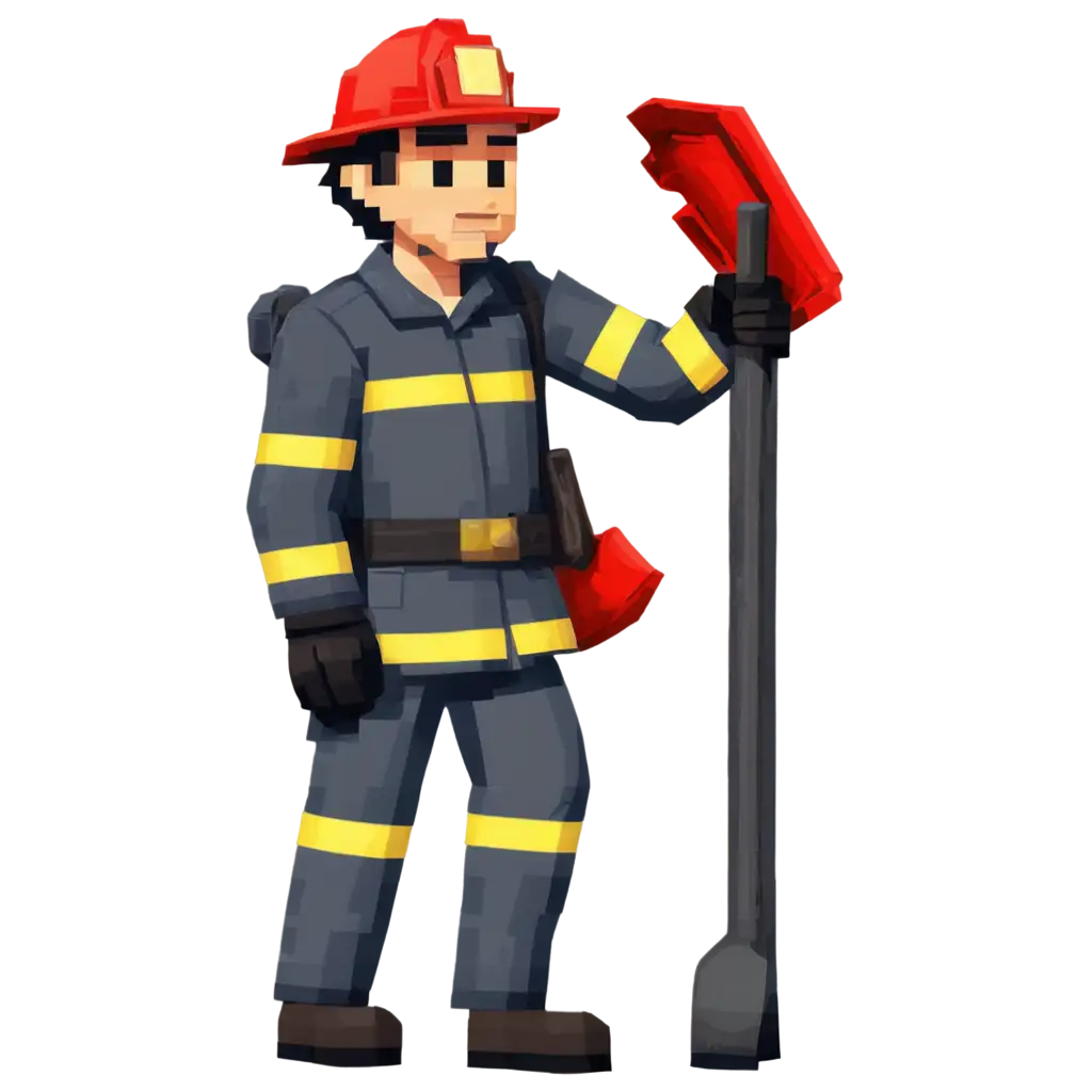 Pixel art firefighter vibrant of pixelated prompt clipart free