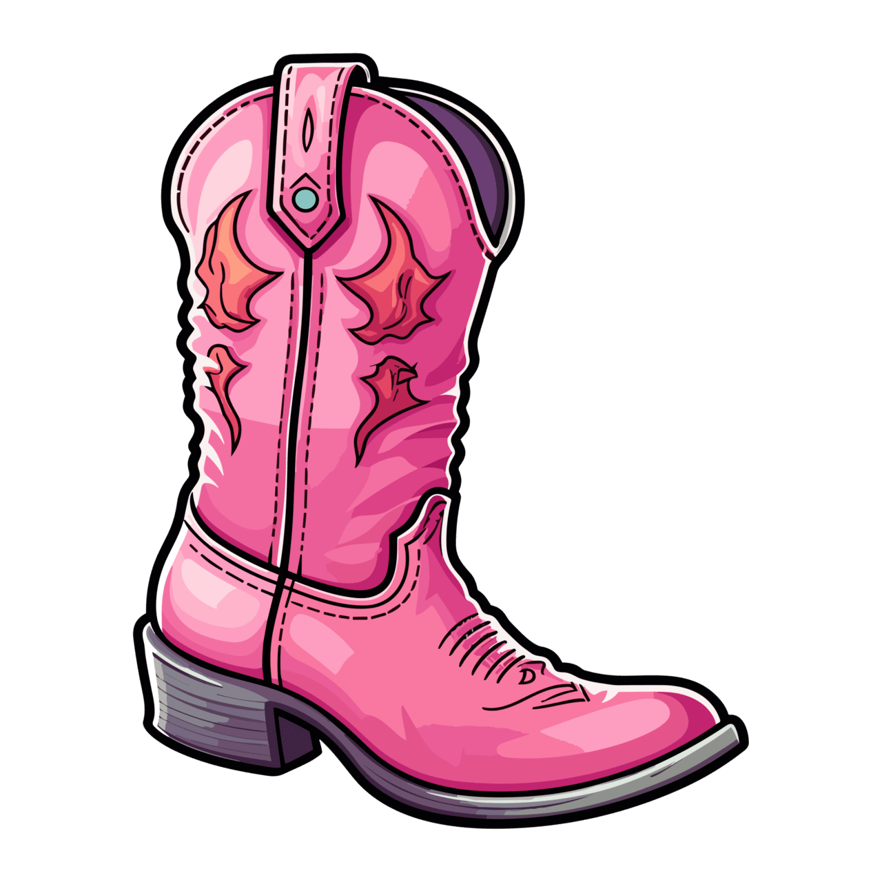 Pink cowboy cowgirl boots in western southwestern style clipart picture