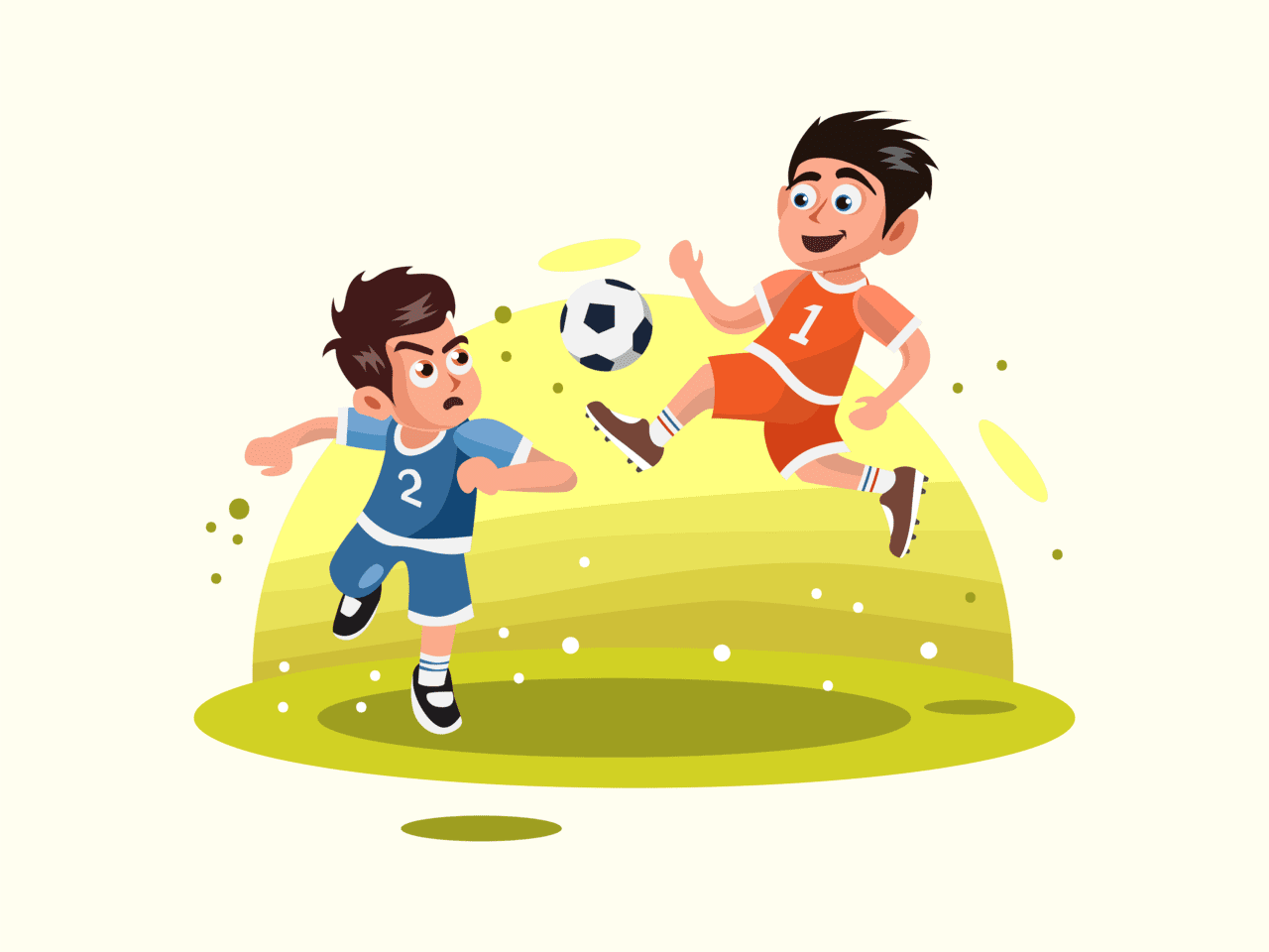 Playground two kids playing soccer vector clipart