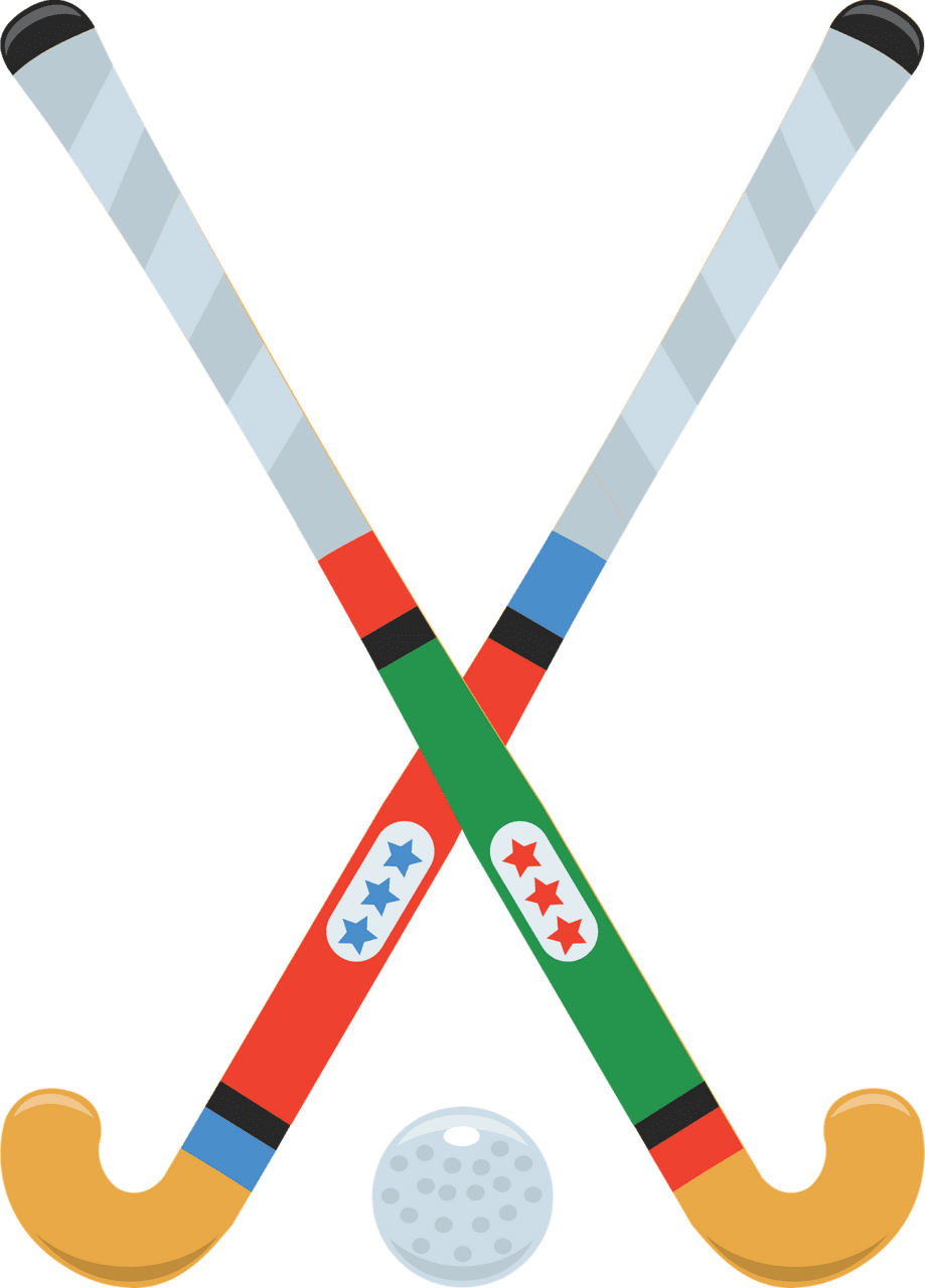 Field hockey stick and ball vector clipart images