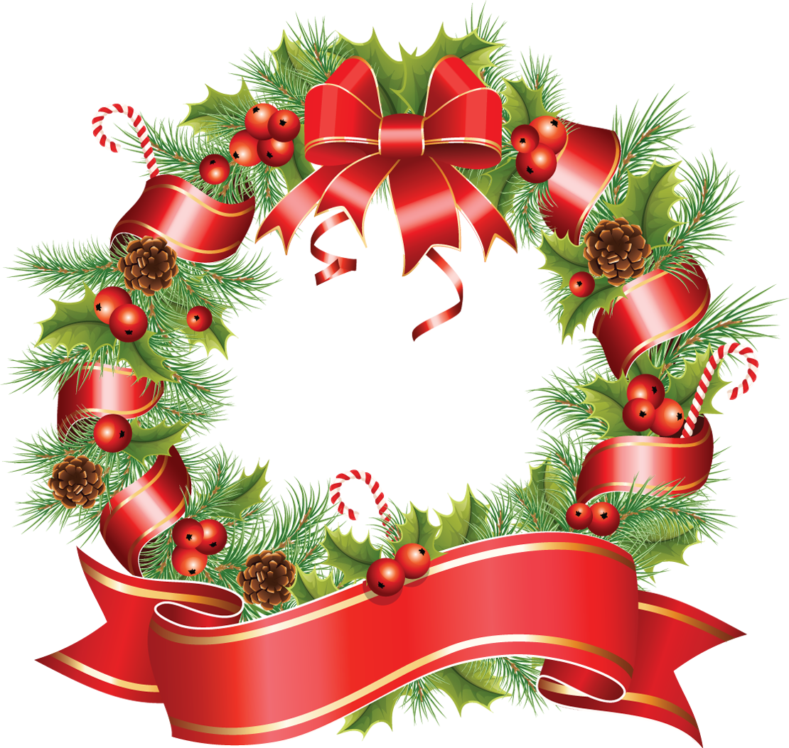 Christmas wreath beautiful round photo frame clipart