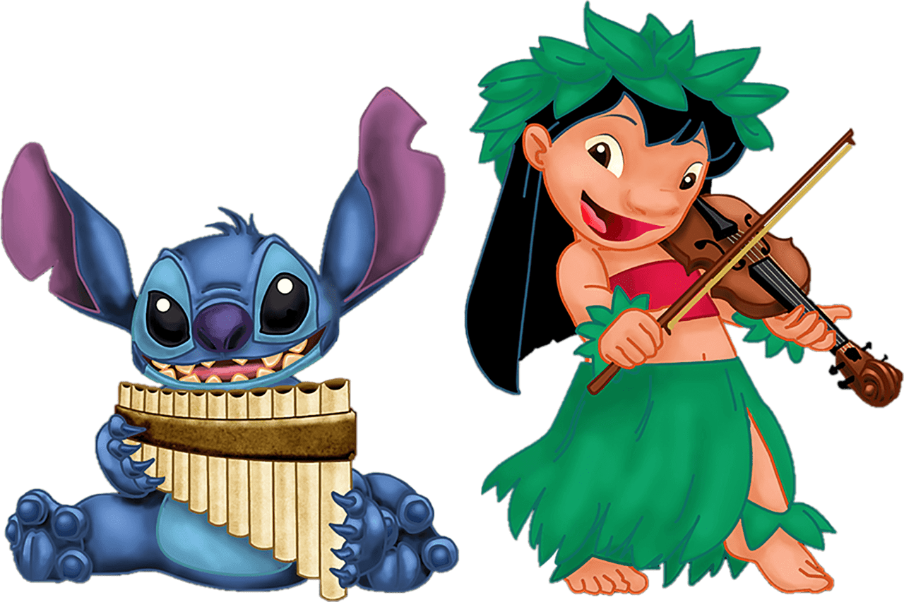 Lilo stitch tocando sica clipart background