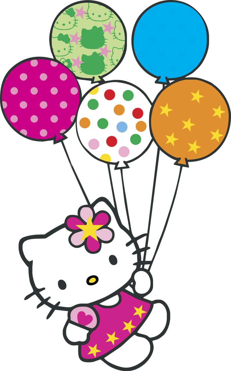 Hello kitty con globitos logo vector bie supply clipart