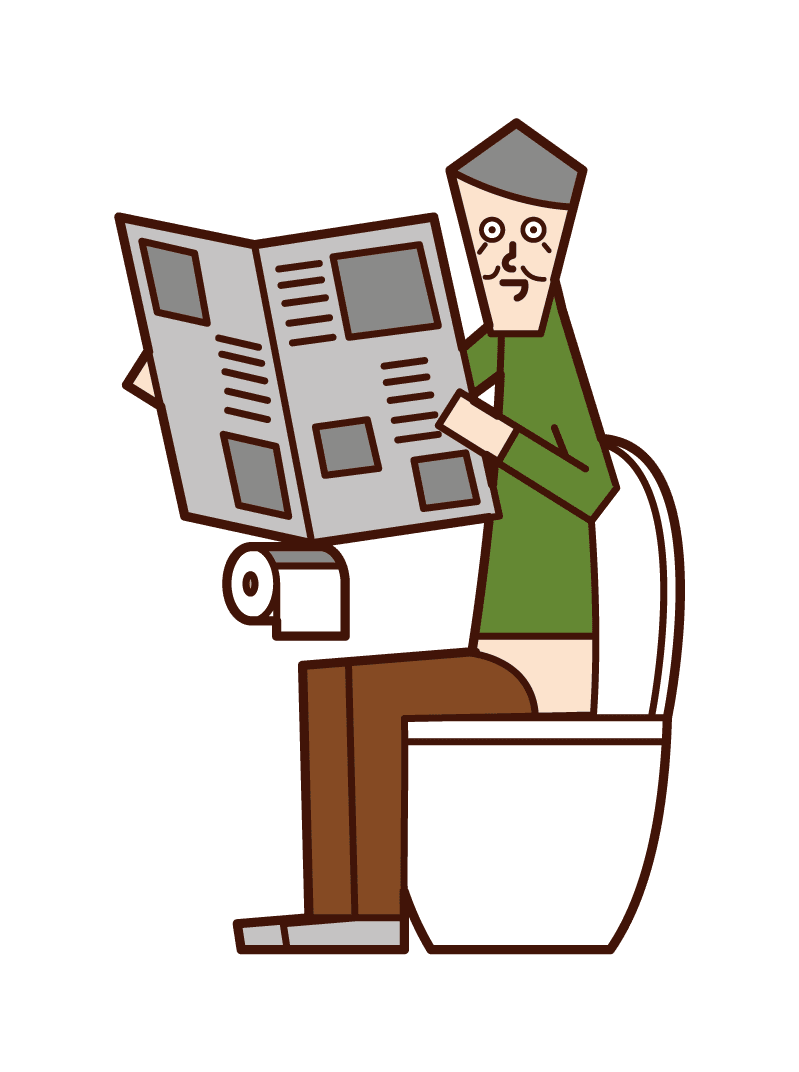 Of an old man reading newspaper in the toilet clipart free