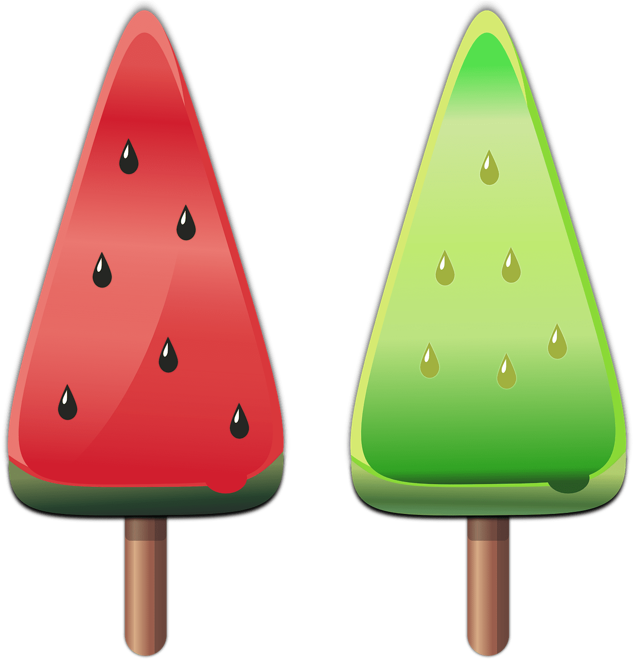 Ice melon summer sweets water red green popsicle clipart image with no background