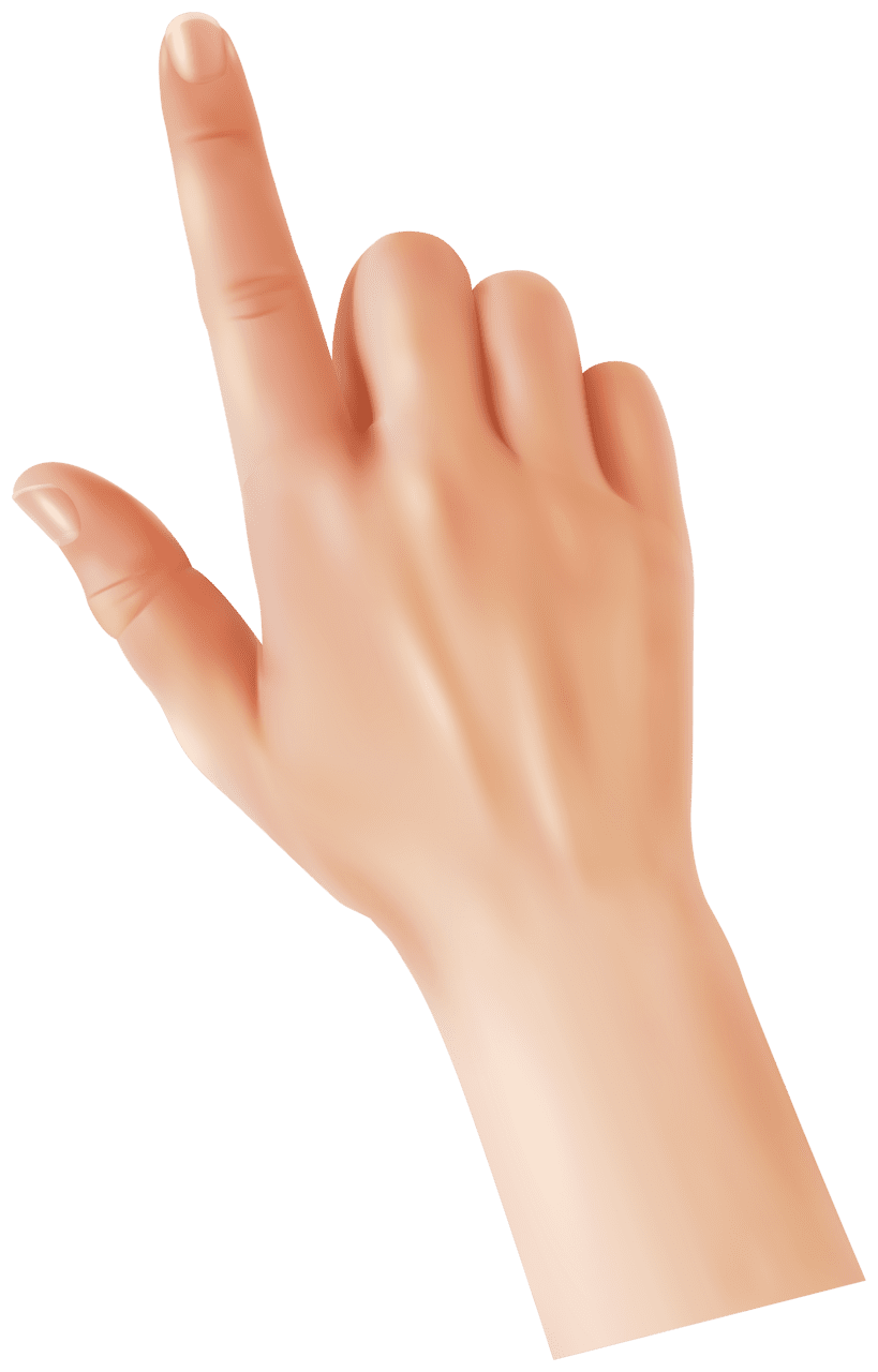 Thumbs up hand with touch ger clipart transparent