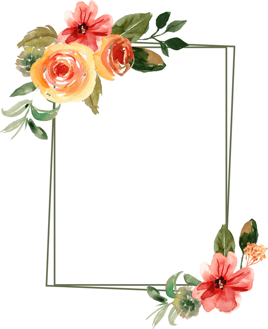 Flower border hand pa ted frame clipart vector