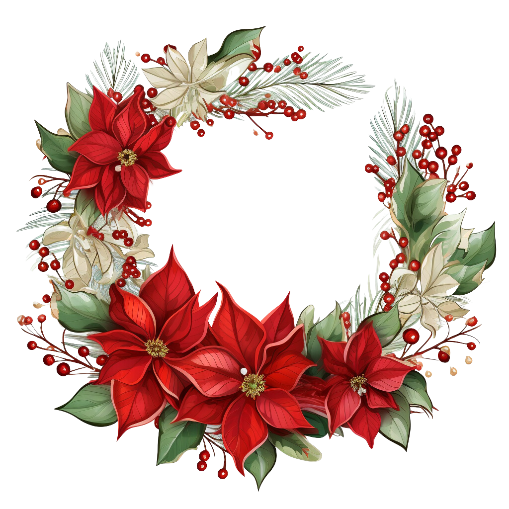 Christmas wreath garland clipart world of printables flower arrangements vintage decorations transparent