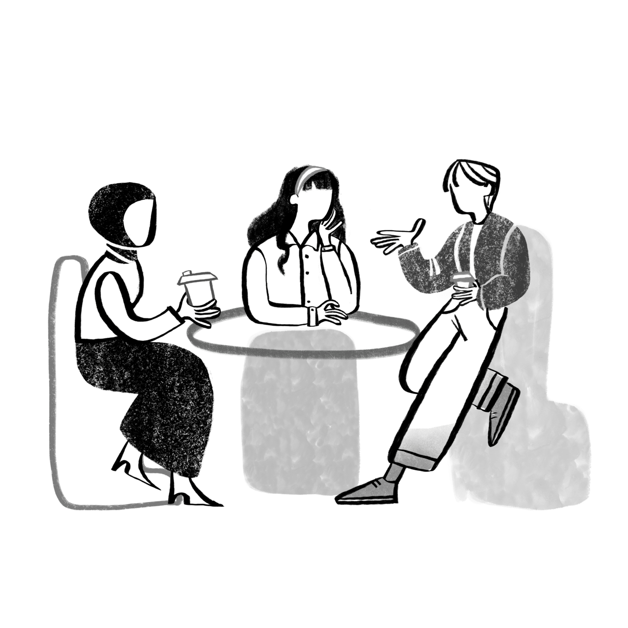 People black and white three women talk while dr coffee clipart transparent