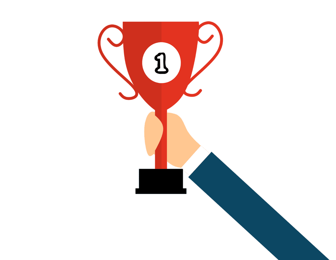 Trophy of employee hand holding award clipart picture