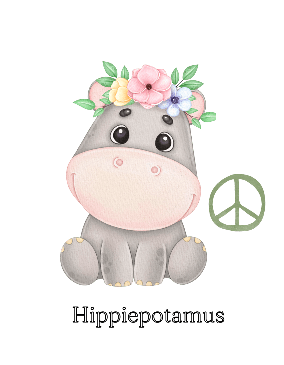 Hippie hippo clipart logo