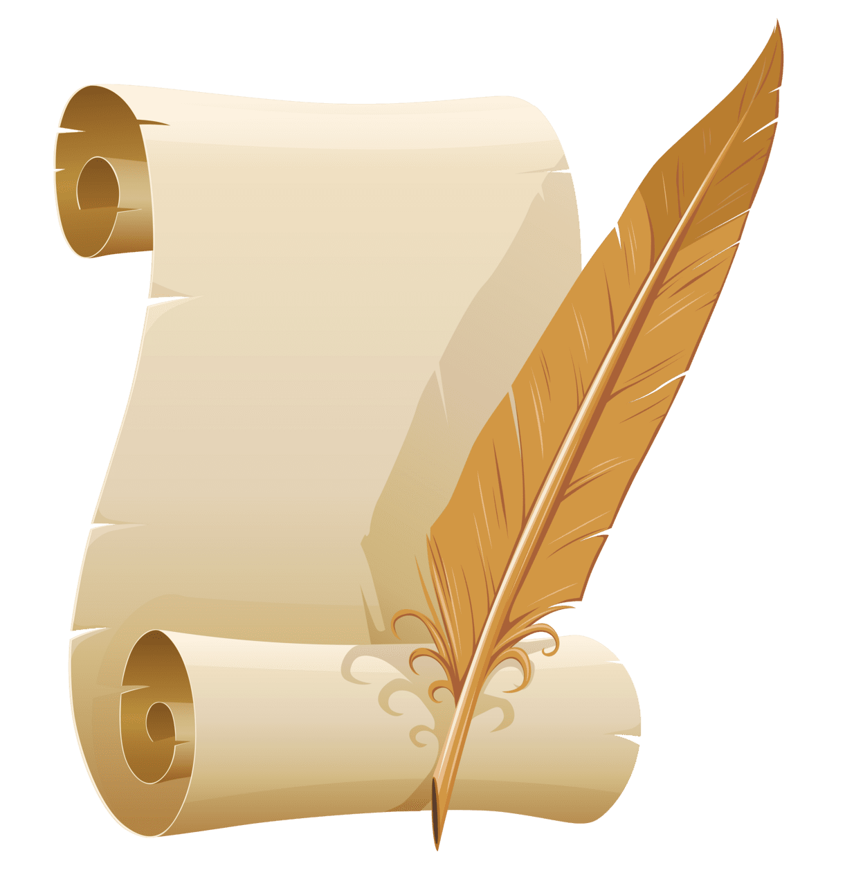 Scrolled paper and quill pen clipart image