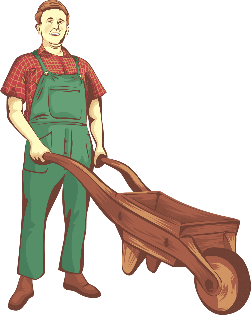 Farmer pushing wheelbarrow vector clipart images