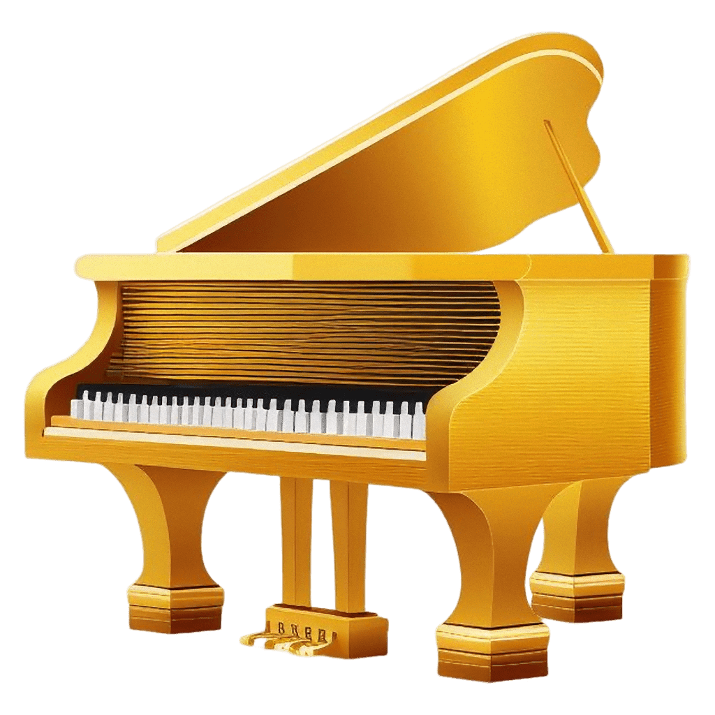 Golden piano objects clipart background