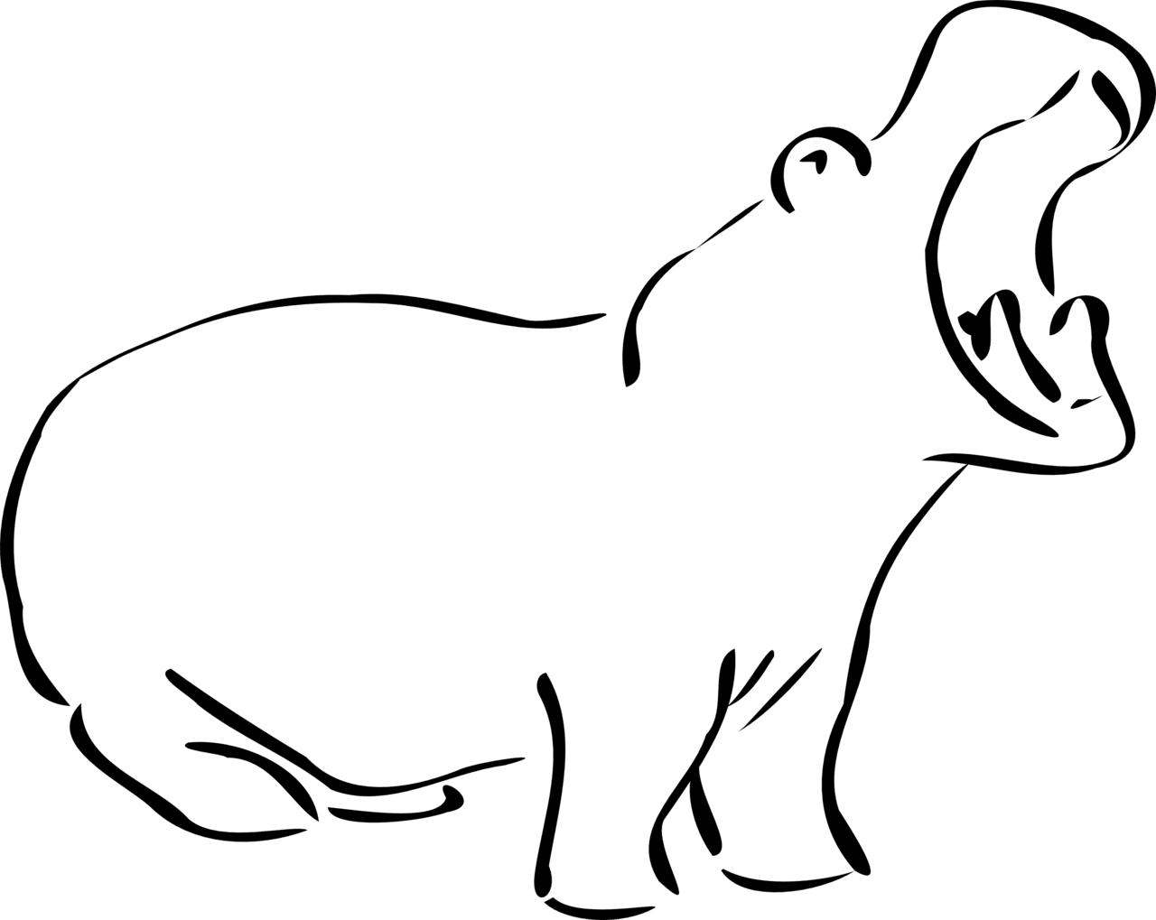 Hippo clipart black and white images