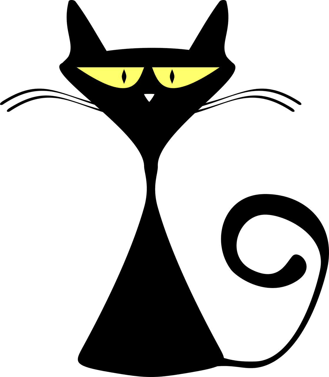 Black cat silhouette simple vector graphic clipart