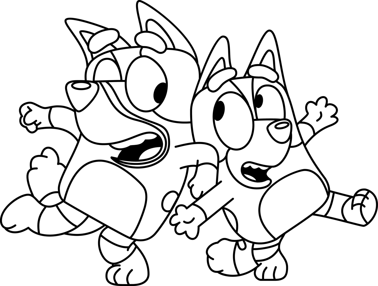 Bluey and bingo outline clipart dog heeler cartoon birthday clip art