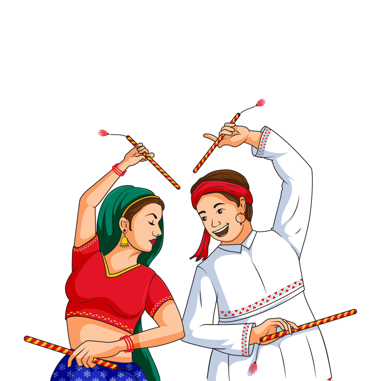 Dancer couple perform garba or dandiya clipart vector